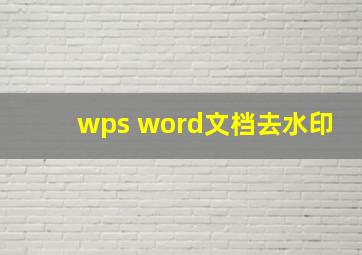 wps word文档去水印